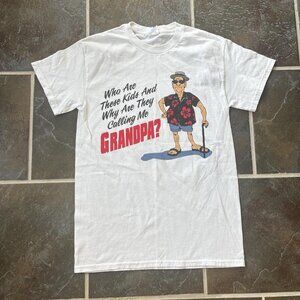 Fathers Day Graphic T-Shirt Mens S White Grandpa Funny